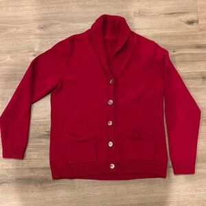 Lauren Ralph Lauren Red Cardigan Sweater w/ Gold Buttons #0110